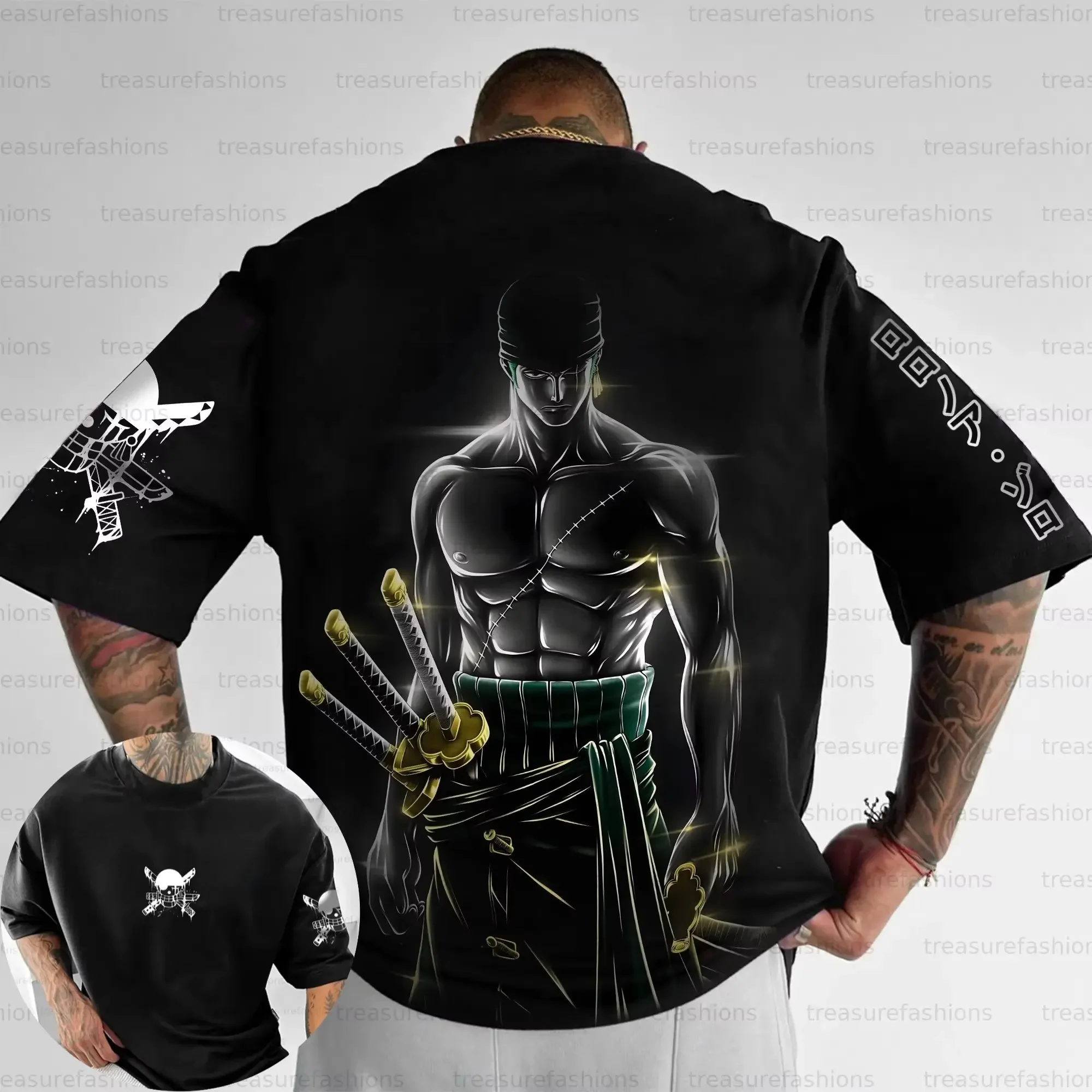 Été Y2k Anime une pièce Zoro graphique T-shirt hommes femmes surdimensionné décontracté à manches courtes t-shirts hauts Streetwear mode 2025 unisexe