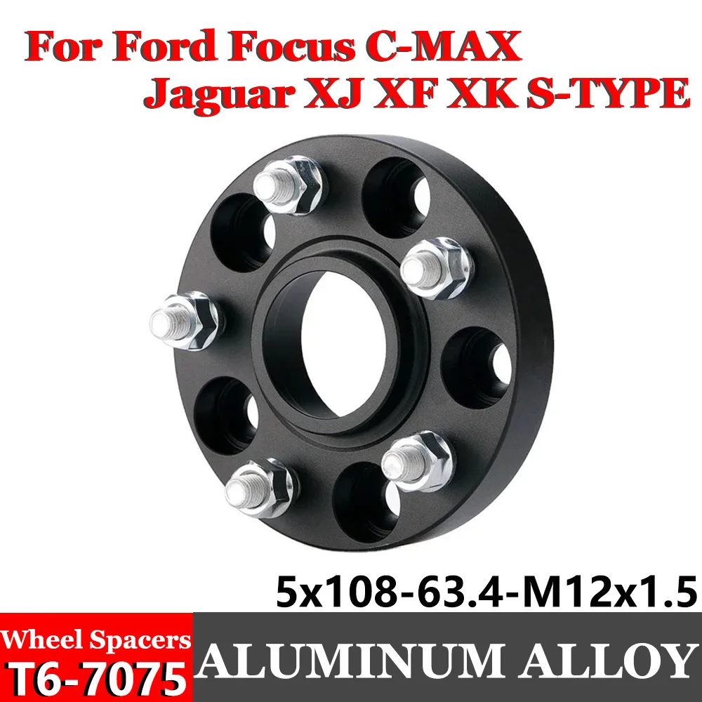 

5x108 63.4 M12x1.5 For Ford Focus C-MAX Jaguar XJ XF XK S-TYPE​ Flange Plate T6-7075 Wheel Spacers Aluminum Hub widened Adapter