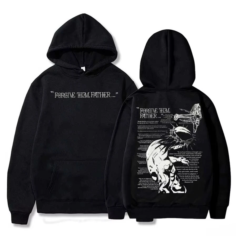 Christian Jesus Forgive Them Father Bible Verse Hoodie Men Women Long Sleeve Sweatshirt Pullover Hiphop Retro Graphic Print Top