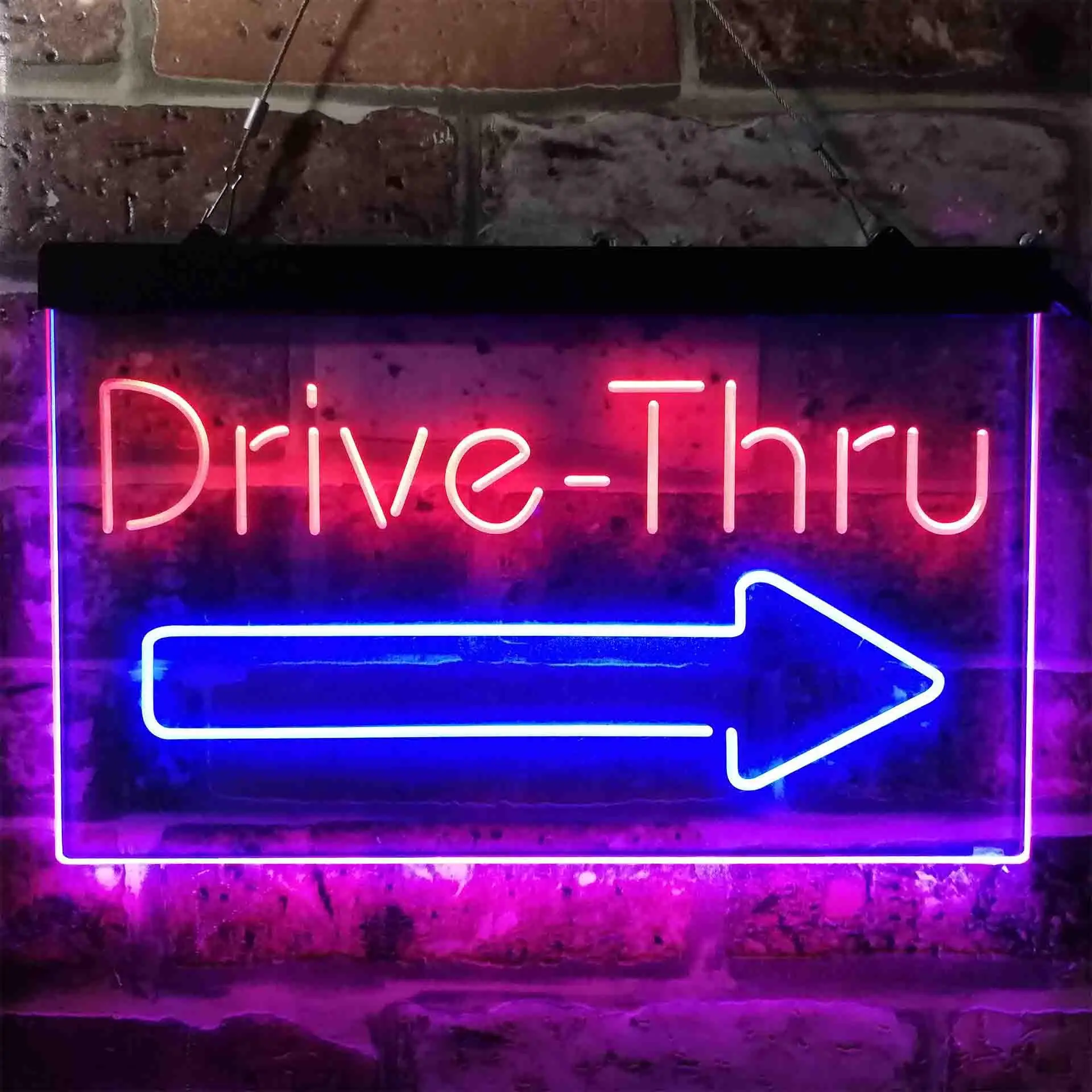 

Drive-Thru. with Director Arrow Dual Color Led Neon Sign st6-i3895