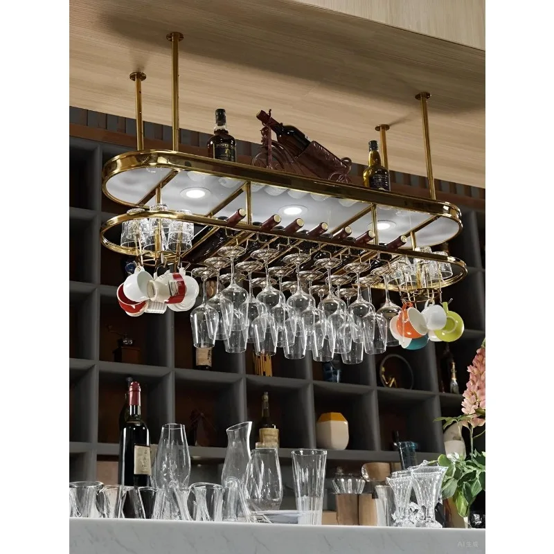 Bar Hanging Cabinet Wine Rack Cup Rack Bar Operator Hanging Display Hanging Metal Shelf