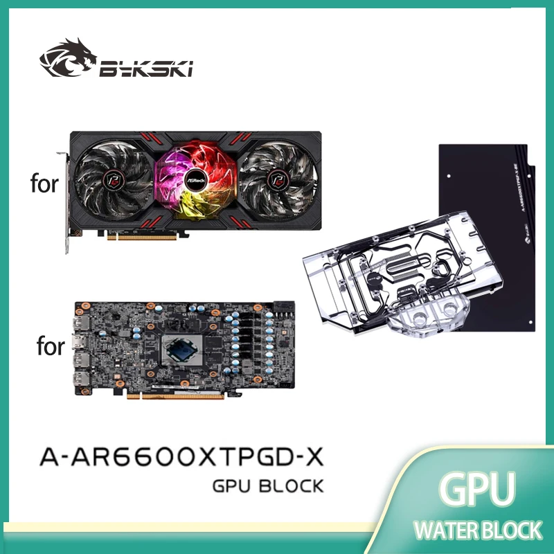 Bykski GPU Block for Asrock Radeon RX6600XT Phantom Gaming D Video Card Copper Cooling Radiator RGB SYNC A-AR6600XTPGD-X