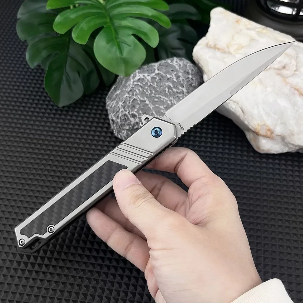 Nuovo FA89 Coltello a cintura pieghevole 5Cr13MoV Lama 420 Intarsio in acciaio Manico in fibra di carbonio EDC Jungle Coltello da campeggio Coltello da sopravvivenza all'aperto