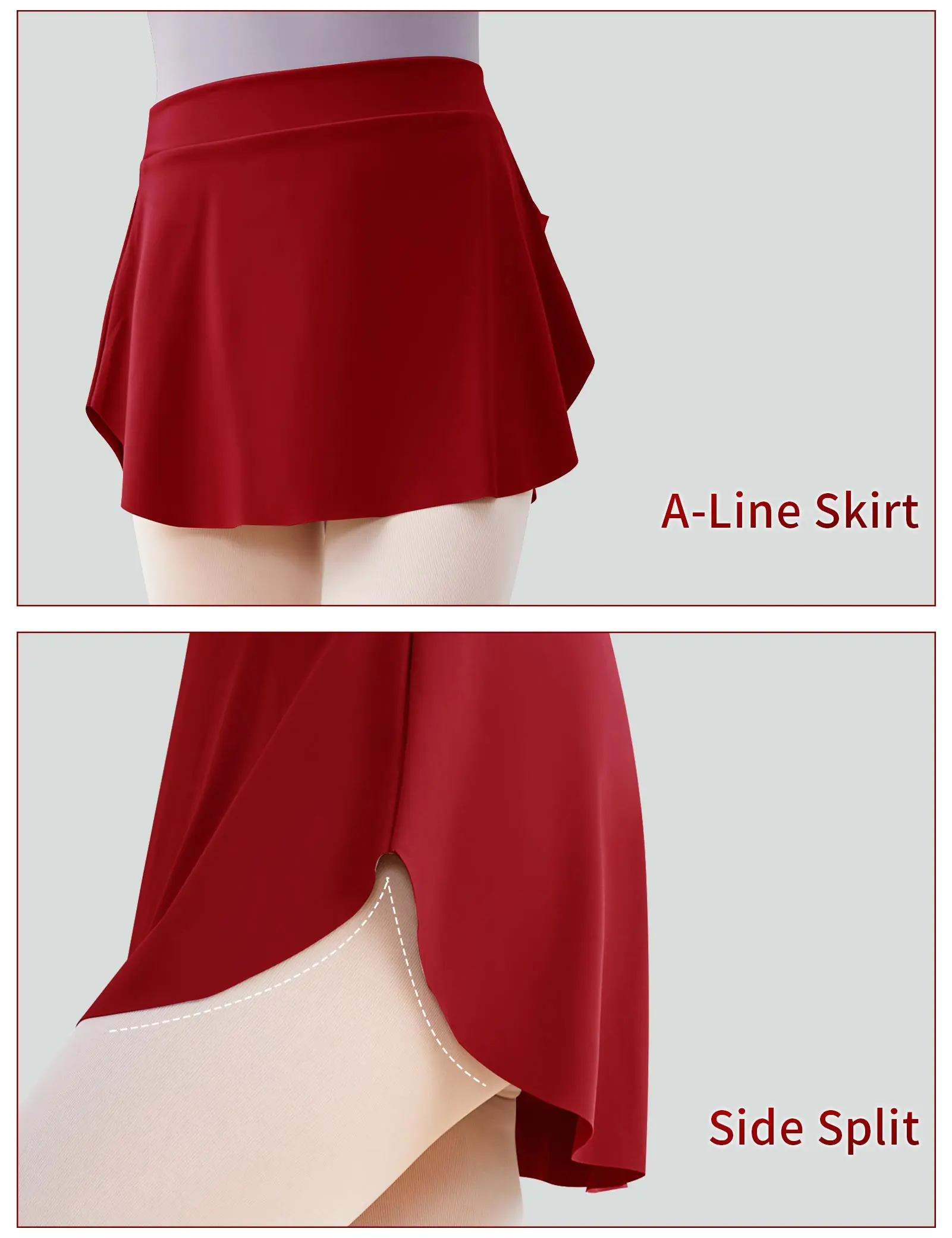 Women Girls ballet Skirts Adult Dance Dress Black Ballet Tutu Dance Wear Side Split Ballet Short Skirts For Ballerina