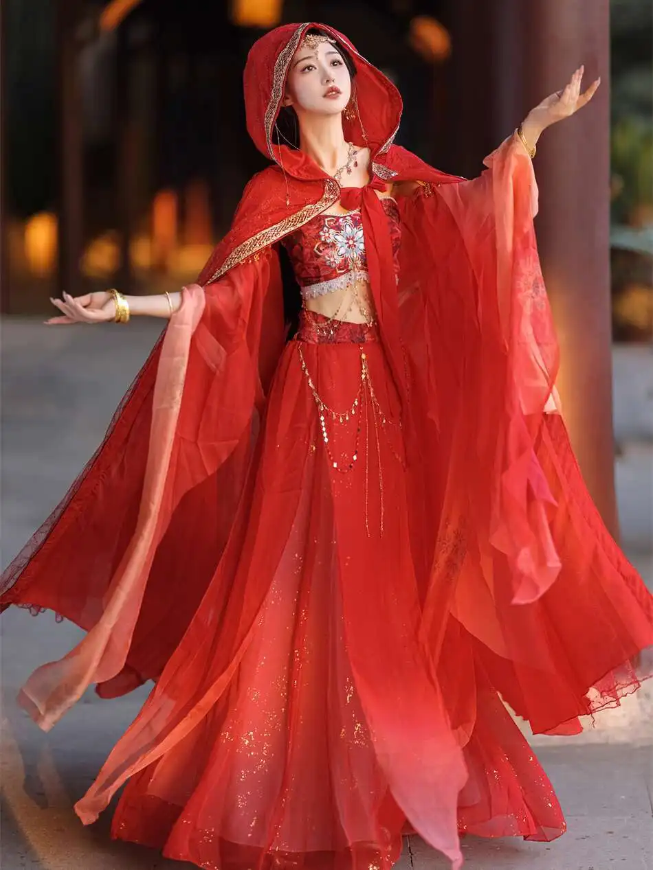 

Hua Yu Ci[Loulan]Hanfu Girl Feitian Improved Daily Gold Foil Set Exotic Style Series