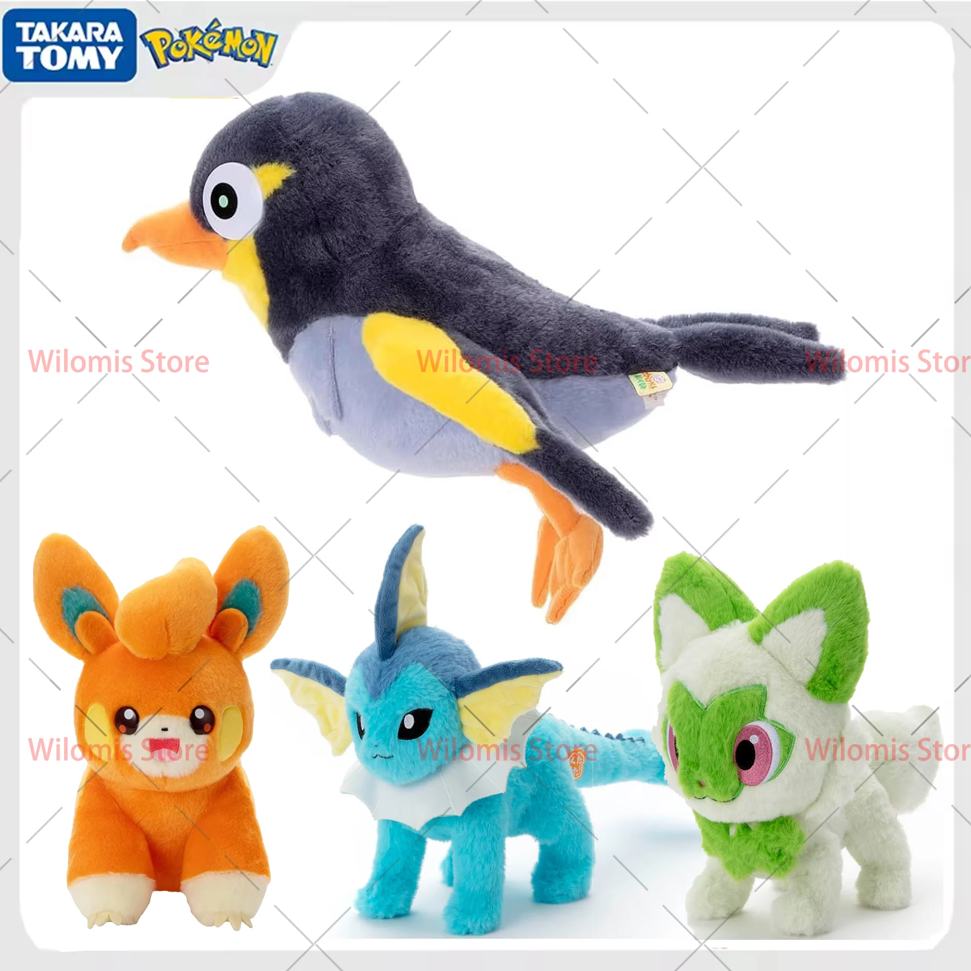Pokemon sprigatito vaporeon brinquedos de pelúcia macios bonito anime olhos grandes pawmi clodsire brinquedo de pelúcia lance travesseiro presente aniversário do miúdo