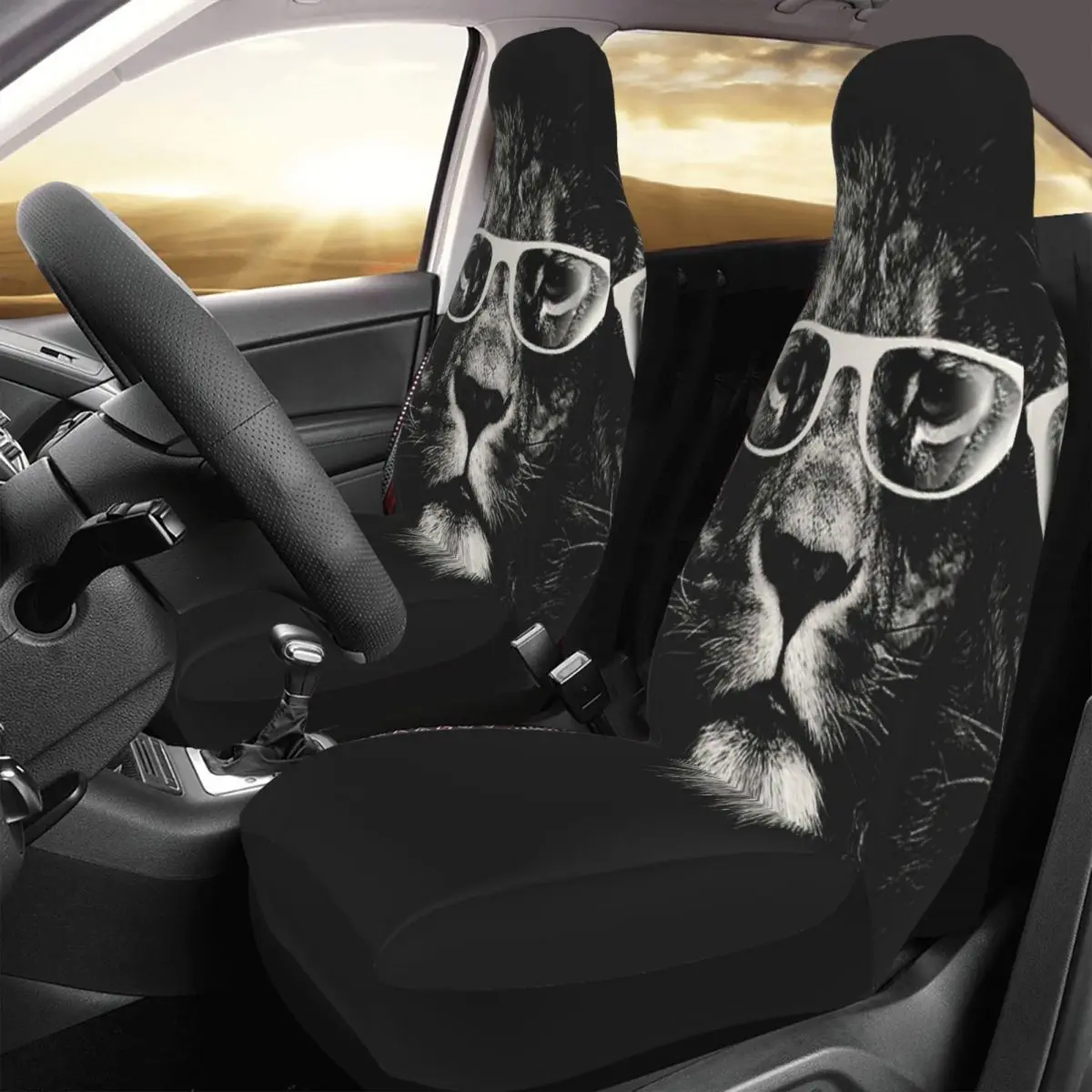 

Lion Car Seat Cover Custom Printing Universal Front Protector Accessories Cushion Set