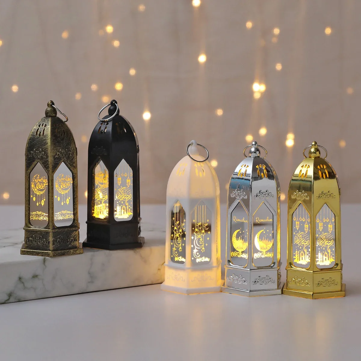 Muslim Ramadan Decor Lantern Ornament EID Mubarak Moon LED Candle Lamp Eid Al Adha Gift Gurbang Ramadan Decoration for Home