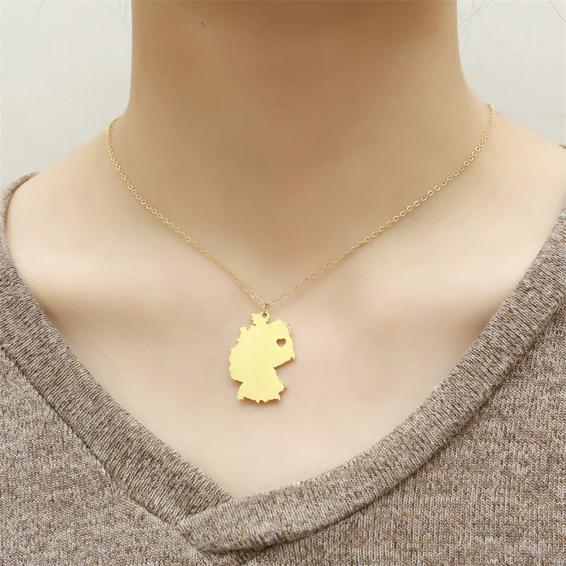 

European And American Popular, German Map Stainless Steel Necklace Pendant.