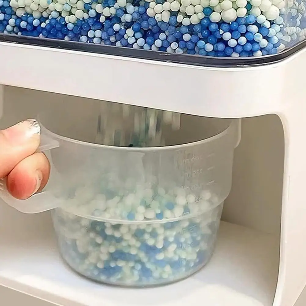 Wall Mounted Laundry Bead Dispenser for Solid Scent Booster Beads Carpet Freshener Rice Sea Salt Stain Remover Organizer 1500ML