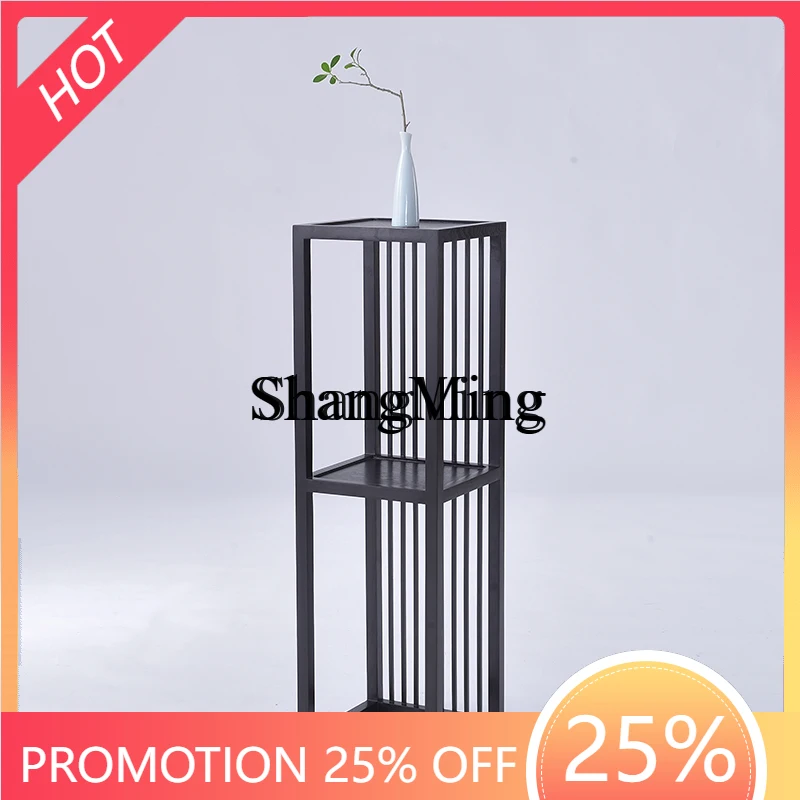 

FG good-looking new Chinese flower stand Zen solid wood storage floor-to-ceiling living room balcony indoor flower pot shelf