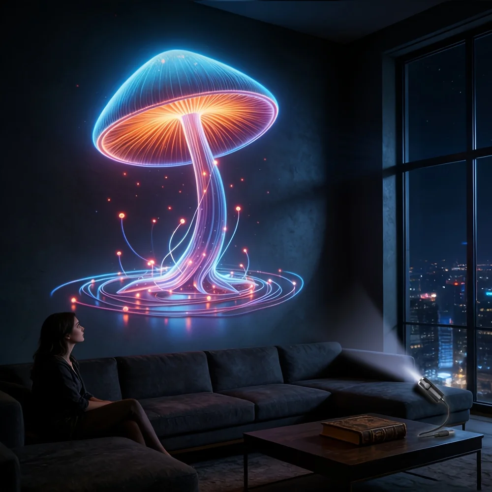 Halloween USB Projector Night Light 360° Rotating Whale Planet Mushroom Starry Sky Ceiling Lamp for Bedroom Room Decor Gift