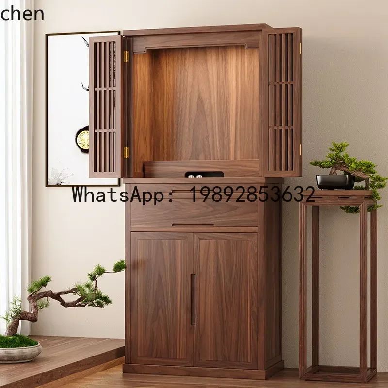 

u3 walnut buddhist niche cabinet with doors solid wood buddhist cabinet god of wealth guanyin modern for home altar cabinet