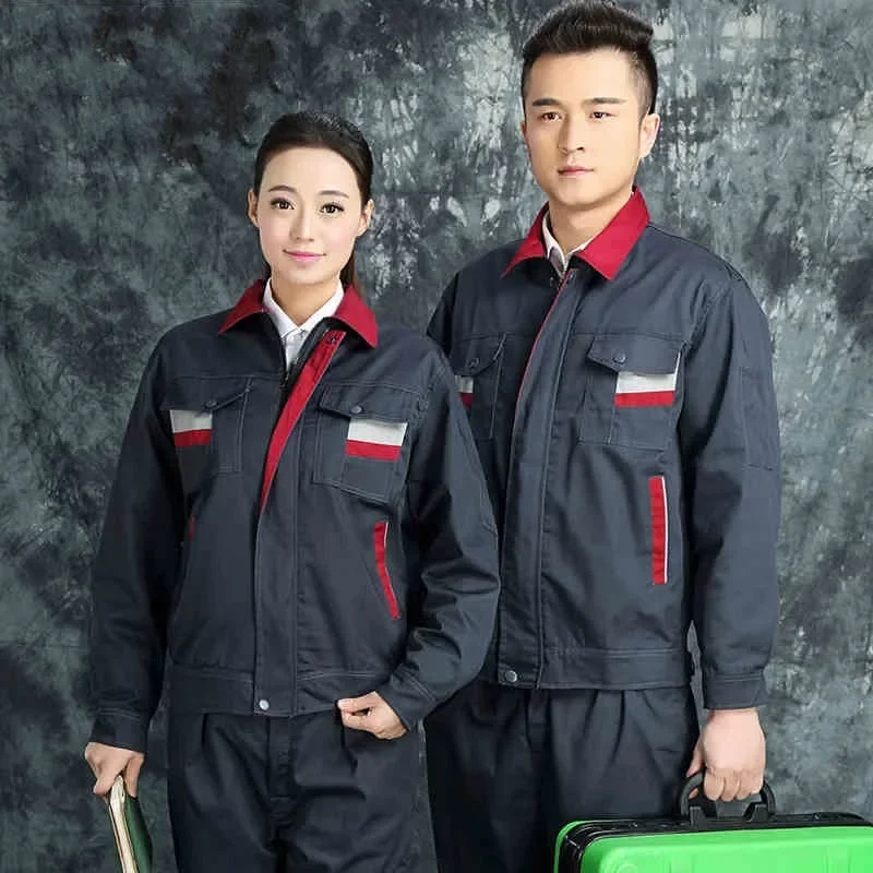 Worker Uniforms Spring Wear-resistant Work Clothing Long-sleeves Men Women Mechanical Auto Repair Reflective Working Coveralls