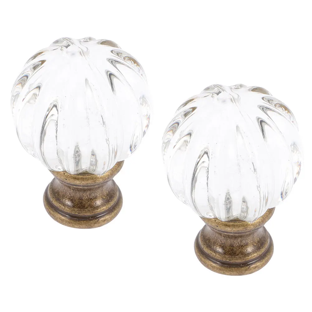 

2Pcs Lamp Finial Stylish Ball Knob Decorative Floor Lamp Shade Top Metal Glass Accessories Wave Design Light Screw Caps