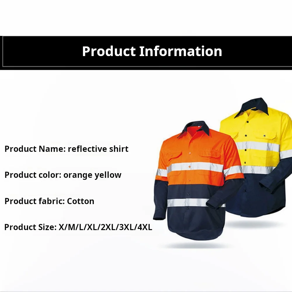 Safety Reflective Clothing Construction Site Highly Reflective Shirt Long Sleeved Night Construction Labor Protection Clothing