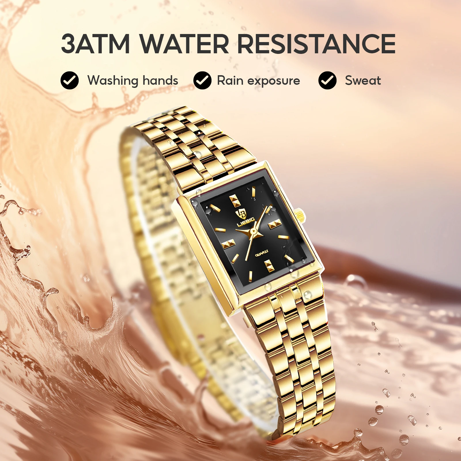 

LIEBIG Роскошные элегантные простые кварцевые наручные часы Модные автоматические женские часы с ремешком из нержавеющей стали Часы Reloj Mujer