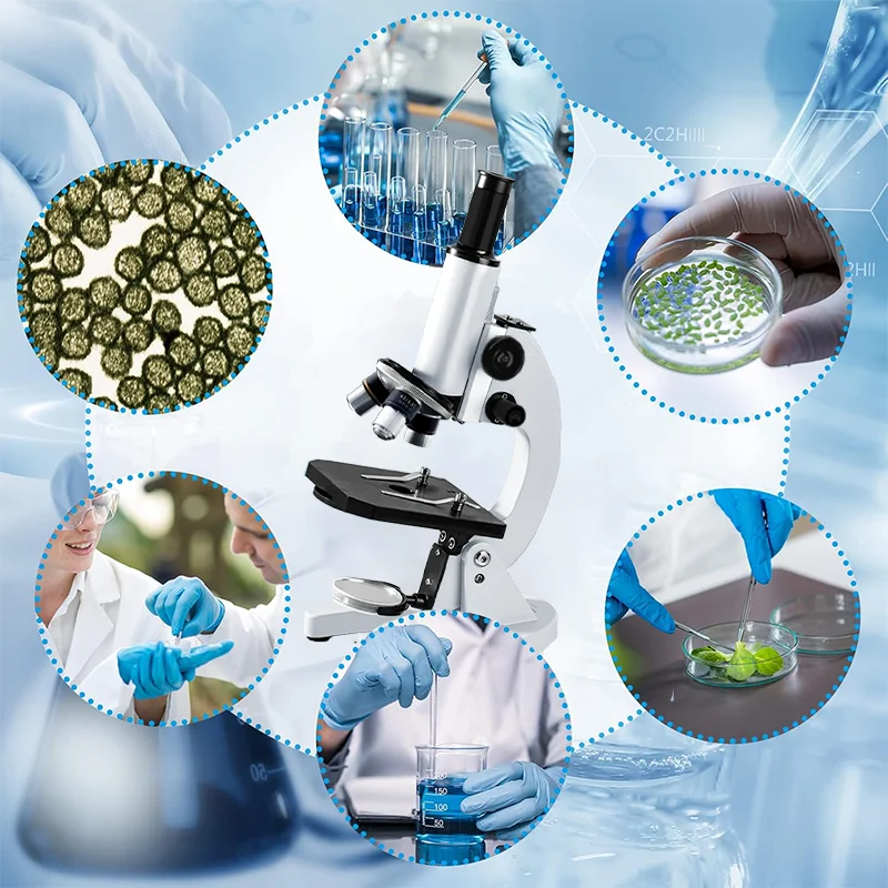 Monocular Optical Microscope 40X-2000X Microscope School Science Experimental Biology Microscope Digital Microscope for Children