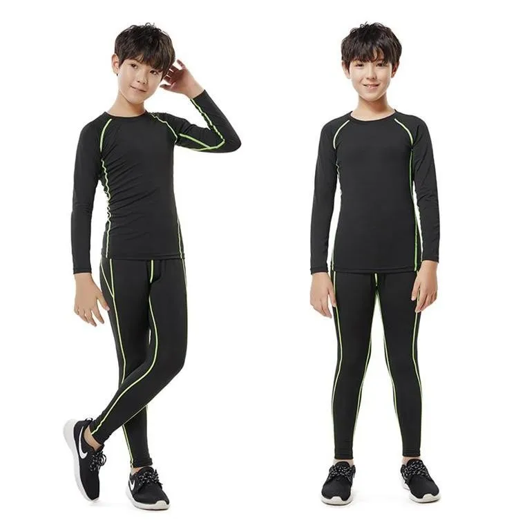 Children's sports tight fitting training suit basketball and football base suit yoga dance performance group gymnastics