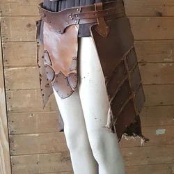 Medieval Viking Pirate Knight Leather War Battle Leg Armor Vintage Belt Cosplay Roman Gladiator Skirt