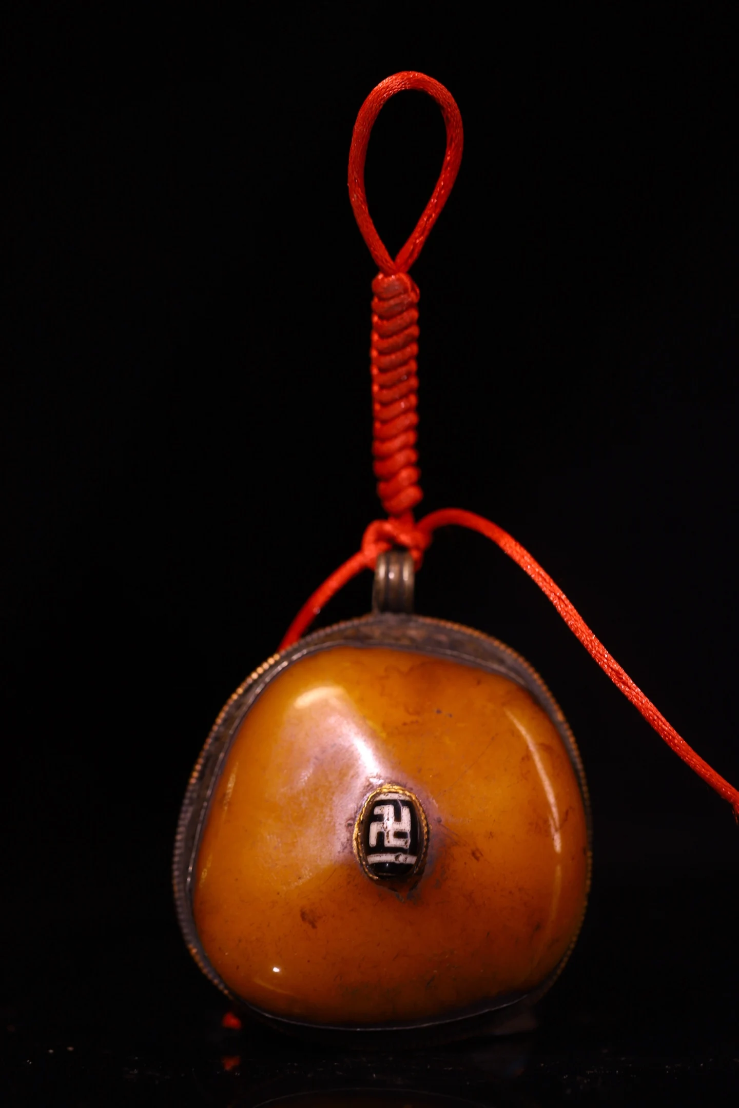 Old Beeswax Mosaic Gem gZi Beads Shell Tibetan Silver Skull Honey wax Pendant Amulet Dharam Town house Exorcism