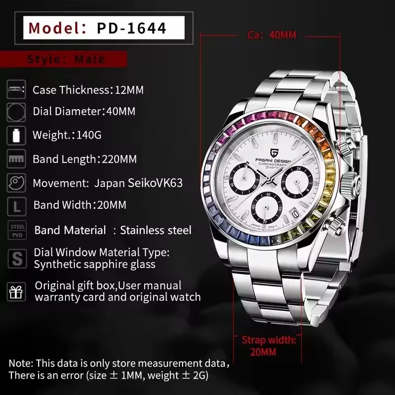 Pagani Design Multifunctional Waterproof Quartz Stainless Steel Watch for Men And Women LuxurySapphire Crystal view 2