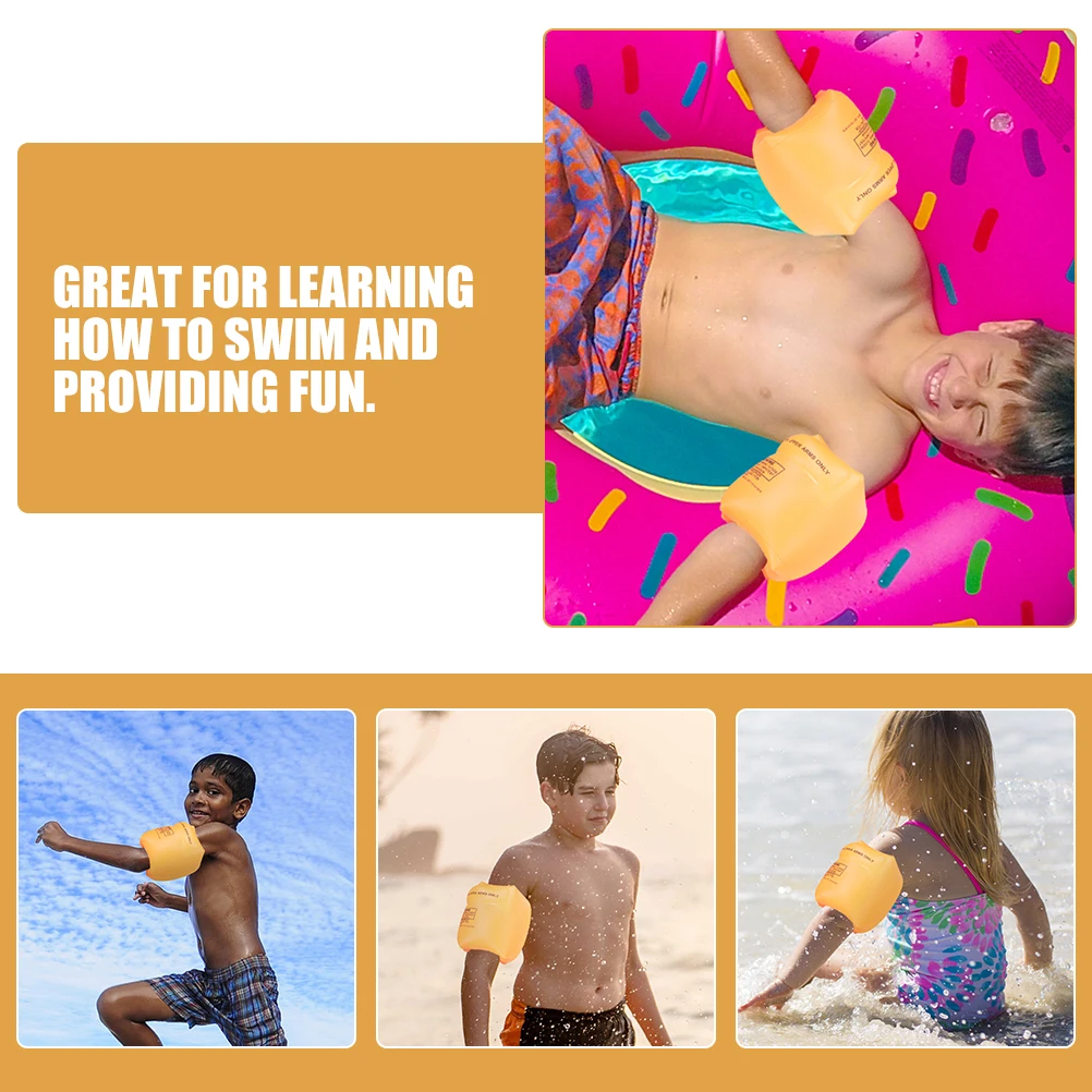 

4 Pcs Thickened Inflatable Swimming Arm Ring Floaties Orange Pink Kids Pool Party Summer Holiday PVC Material Arm Bands