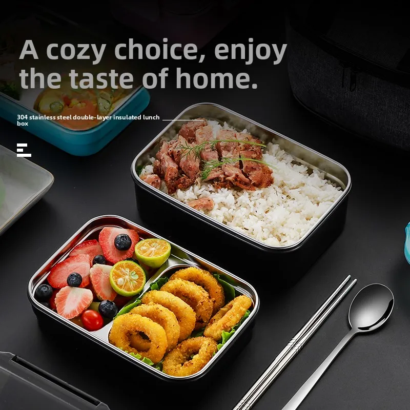 

Double Layer 304 Stainl Steel Japanese Sle Insulated Lunch Box Microwave Se Portable Bento Box for Work And School
