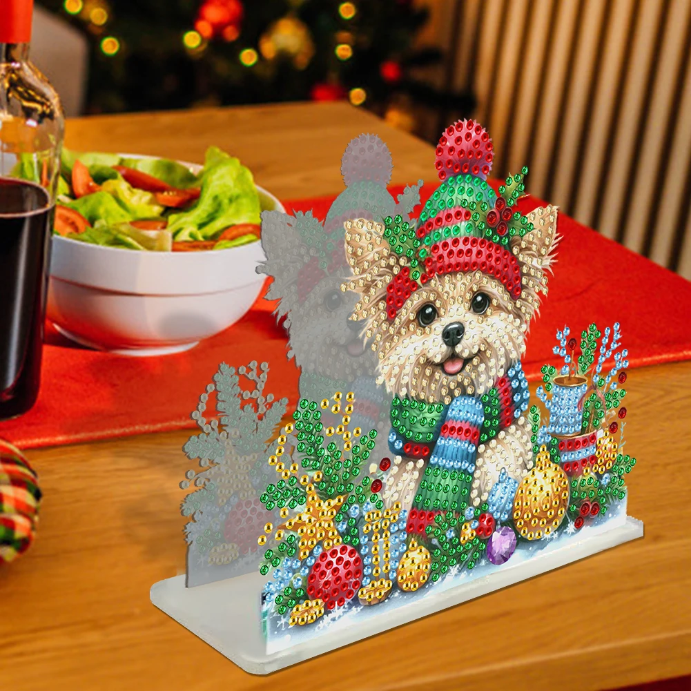 Servilletero acrílico de doble cara para decoración, soporte para servilletas de escritorio, decoración de estante de almacenamiento de toallas de papel, arte de diamantes de Navidad, adorno 5D DIY