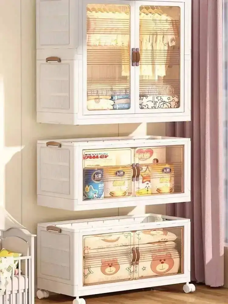 Baby’s Bedroom Closets Wardrobe Clothes Folding Bins Transparent Visual Cabinets Stable Load-bearing Clothes Organizer Rack