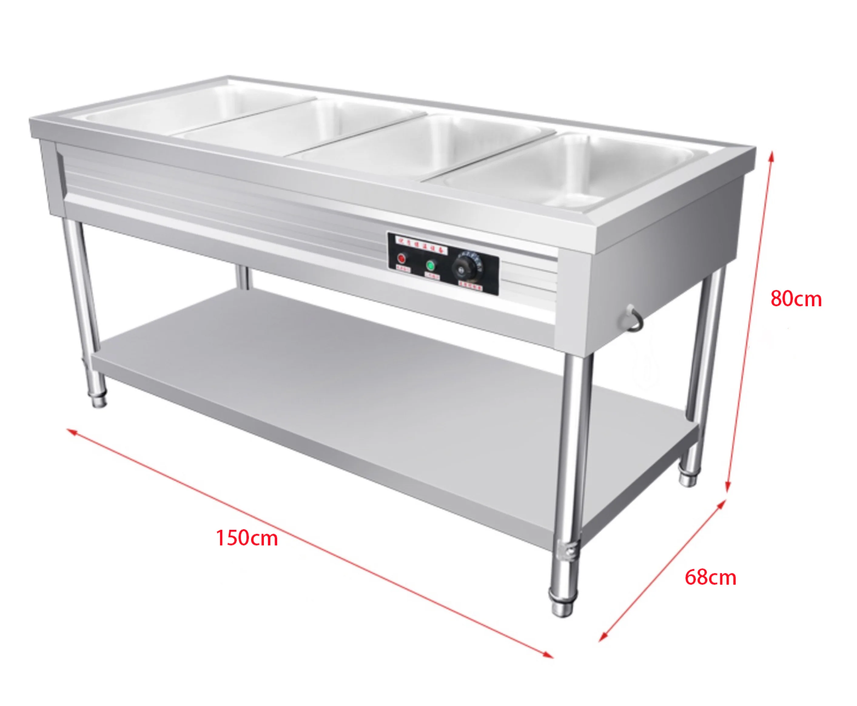 RTK Stainless Steel 201/304 Stand Type Restaurant Commercial Kitchen Temperature Control Electric 4 Pans Food Warmer Display