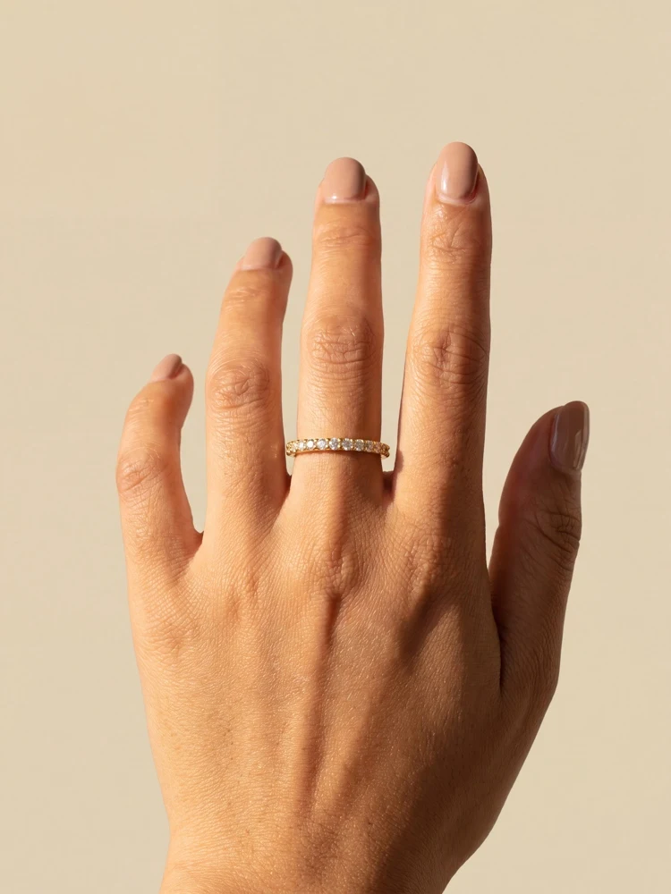 Exquisiter Echter Moissanit-Ring Passender Hochzeits-Diamant-Band für Damen 925 Silber Plattiert Einzelring Schmuck – Detail 2