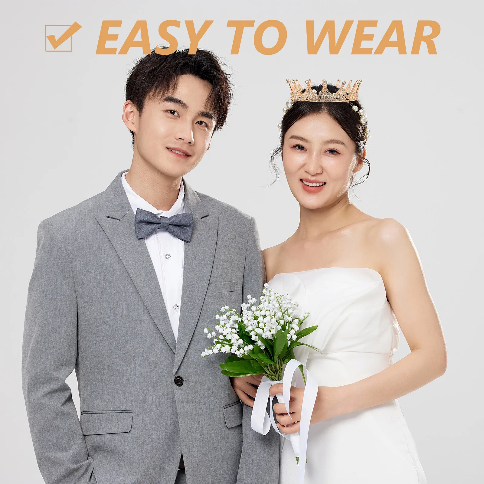 

1Pcs Baroque Round Crown Golden Wedding Tiara Rhinestone Hair Accessory for Bride Party Baroque Crown Wedding Hair