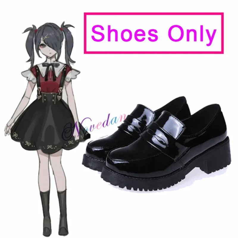 Needy Girl Overdose Abyss Cosplay Costume Shoe Wig Anime Game Ame Abyssoning Angle Dokuro Chan Cosplay Black Leather Skirt Set