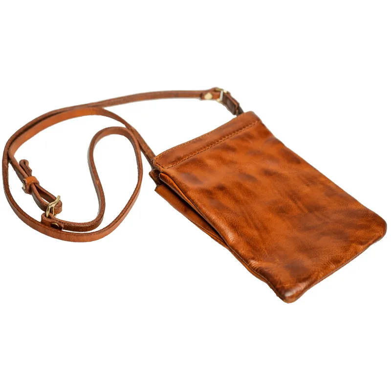 PNDME Vintage Fashion Luxury Designer Real Cowhide Men's Small Phone Bag Organizer Genuine Leather Teen Outdoor Crossbody Bag