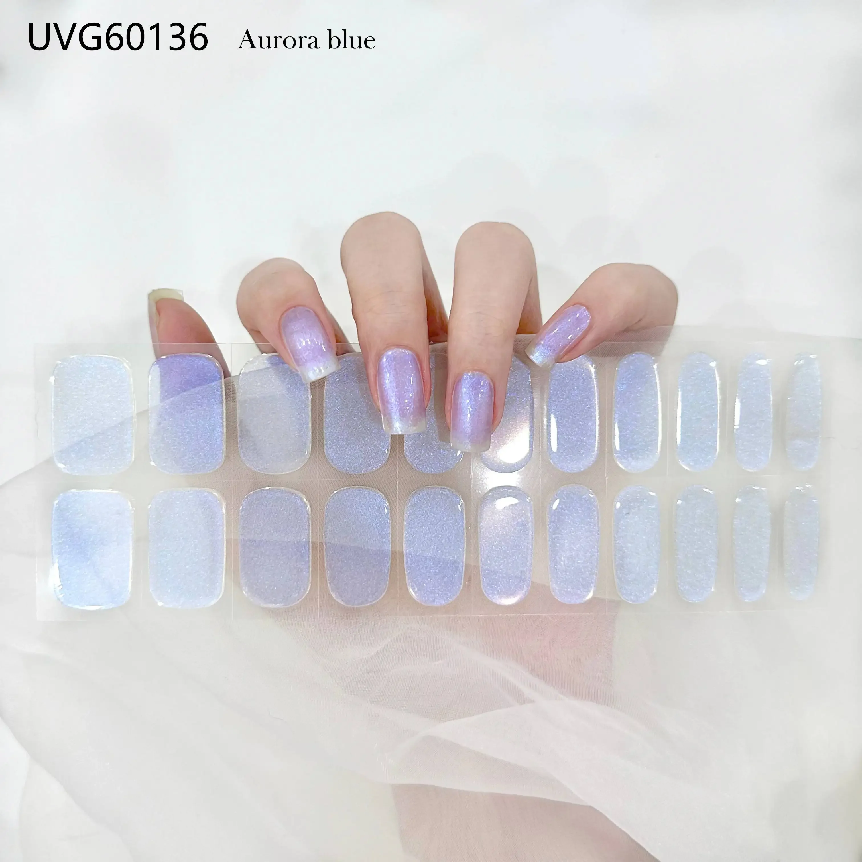 22Tips UV Semi-cured Gel Nail Wraps Press on Nail Gold Foil Stickers The Headlight Becomes Hard and Fully Covers The Nail Patch