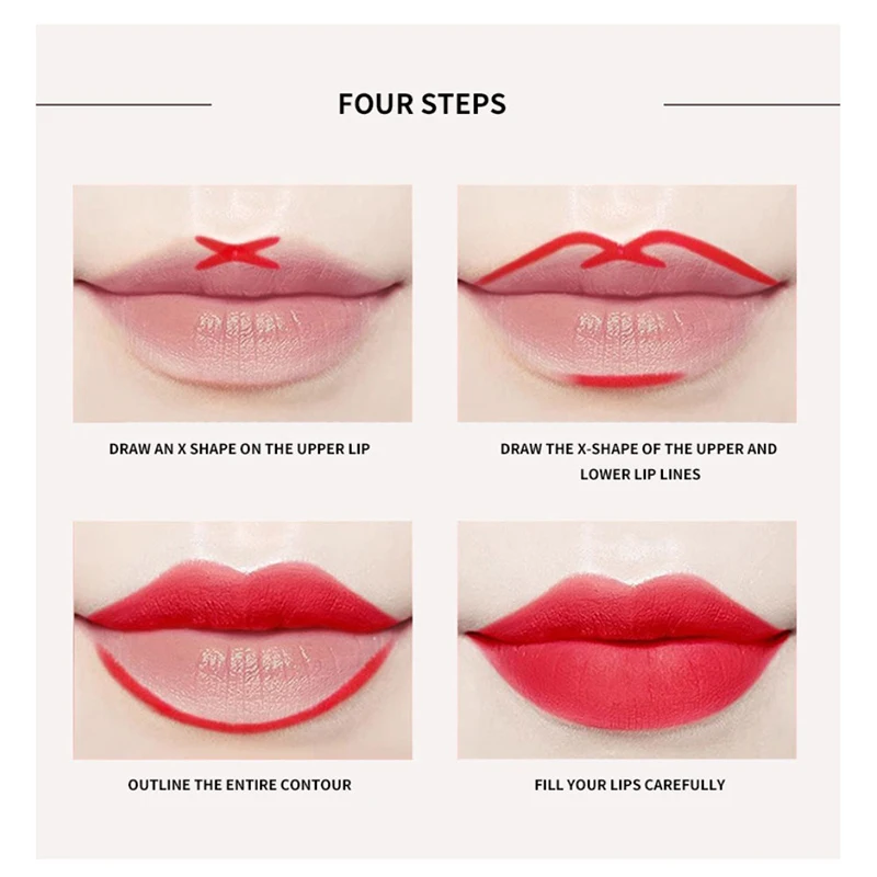 ホワイトウォッシュノンスティックカップ両面リップライナー、マットミスト、輪郭のある形状、メイクアップ充填付きリップバラ