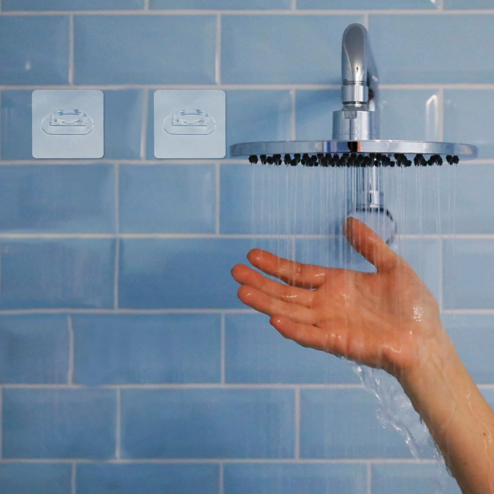 

4pcs Round Hooks No Drilling Wall Bathroom Organizer Holder Shower Gel Shampoo Rack Strong Adhesive Plastic Wall Peg Hook