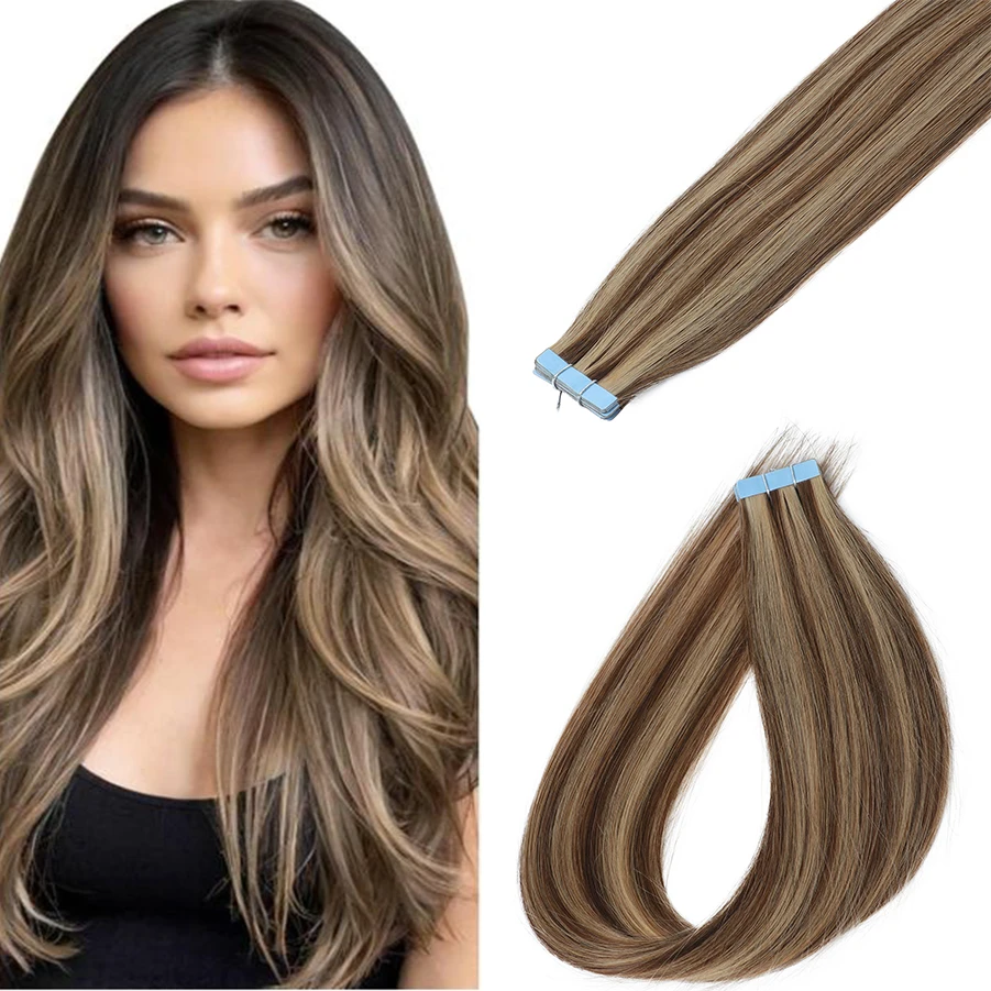 

Профессиональные накладные волосы на лентах 18 дюймов, незаметные, из натуральных человеческих волос, для естественного движения, полный цветовой спектр, легкая укладка в салоне