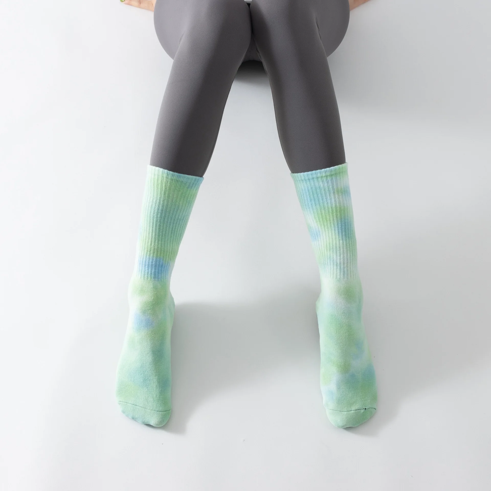 Spring/Summer Tie-Dye Yoga Socks: Long, Luxurious, Colorful Cotton Socks, Moisture-Wicking, Versatile and Fashionable