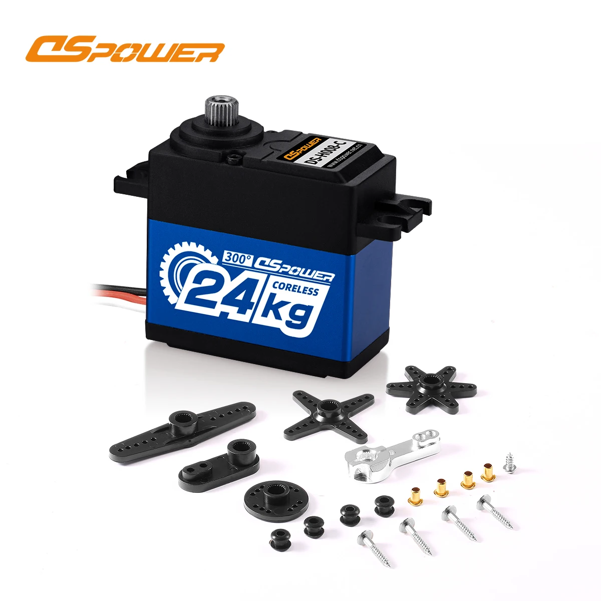 DSpower 24KG coreless Servo Metal Gear Waterproof Servos high speed large torque for 1/8 1/10 SCX10 D90 TRX REDCAT RC Cars 300°