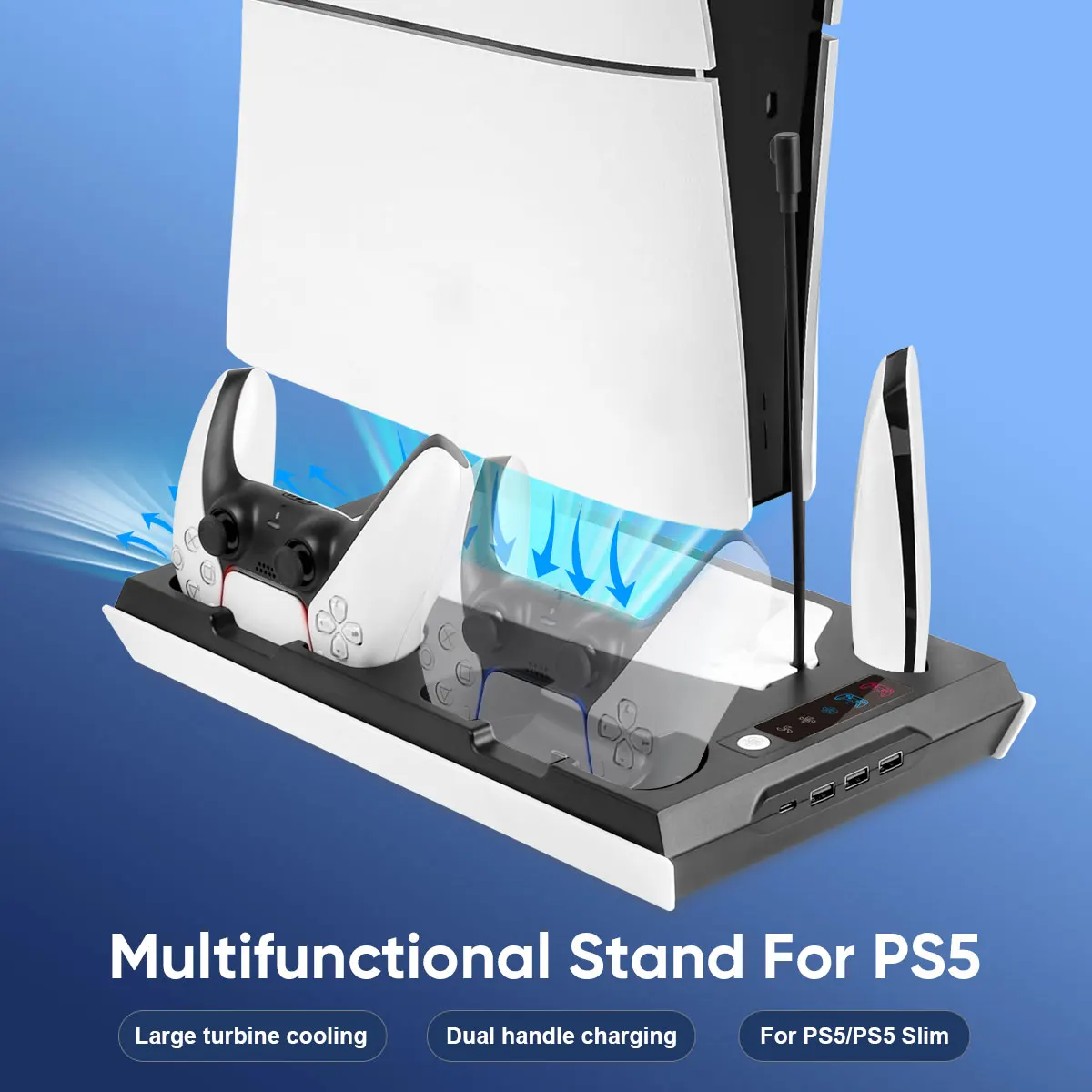 

Vertical Cooling Stand For Sony Playstation 5 With 2 Dual Fast Charging USB For PS5 Charging Dock Station For PS5 Gamepad