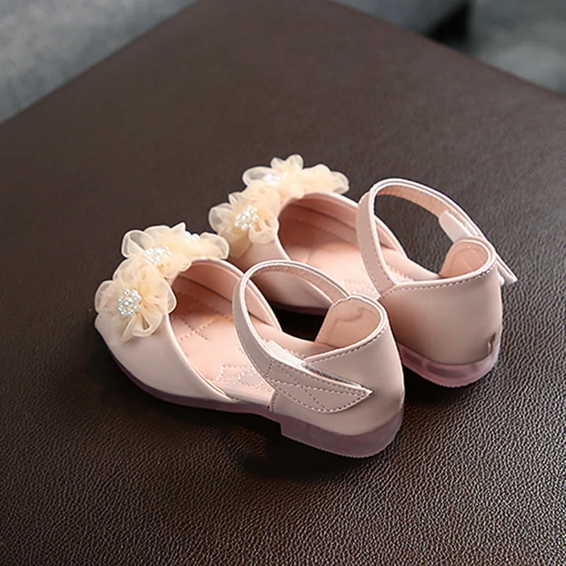 Summer New Children Sandals Pearl Flower Fashion Princess Shoes Newborn Girls Sandal Party Beach Baby Flats Casual Shoes