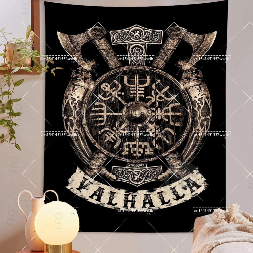 Ancientn Wikinger Wandteppich Wandbehang Norse Runen Tarot Tapisserien Kriegsschiff Hexerei Wandteppiche ästhetische Schlafzimmer Dekoration