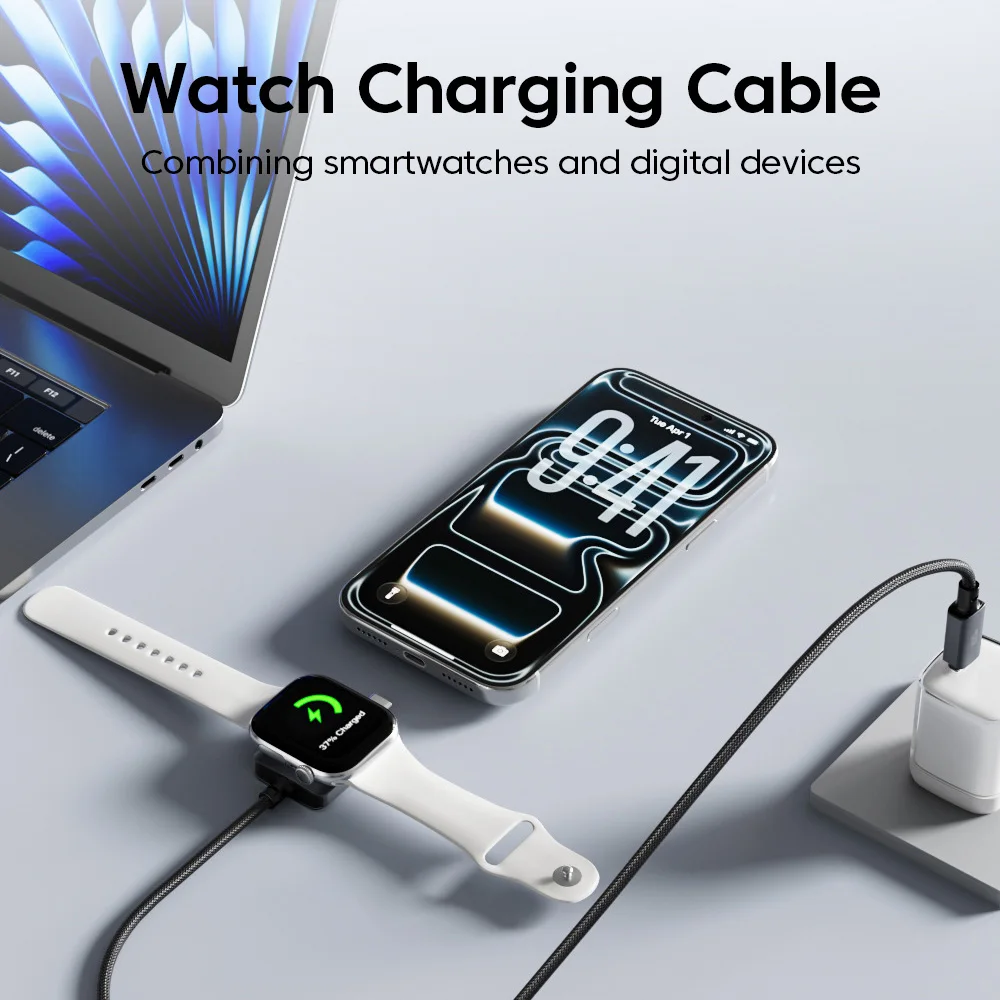 100W Type C To Type C Cable Fast Charging for Tablet Computer 2 in 1 2W USB C Cable Wireless Charger  for Apple Watch Earphones