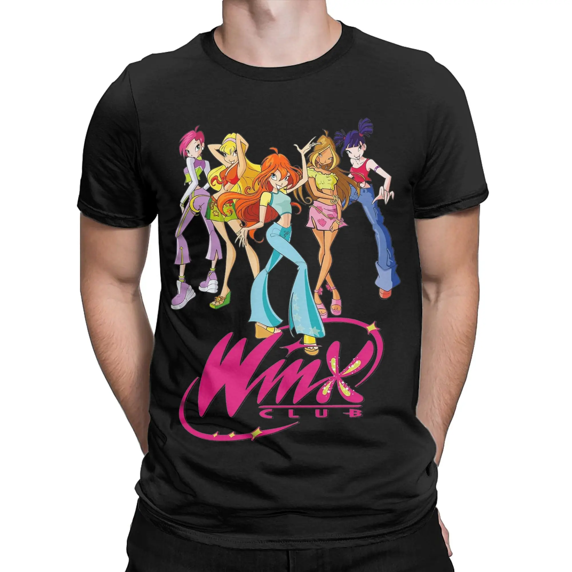 Mens Womens Winx Club anime cartoon  T Shirt Cotton Graphic Printed T-Shirt  Top Clothing