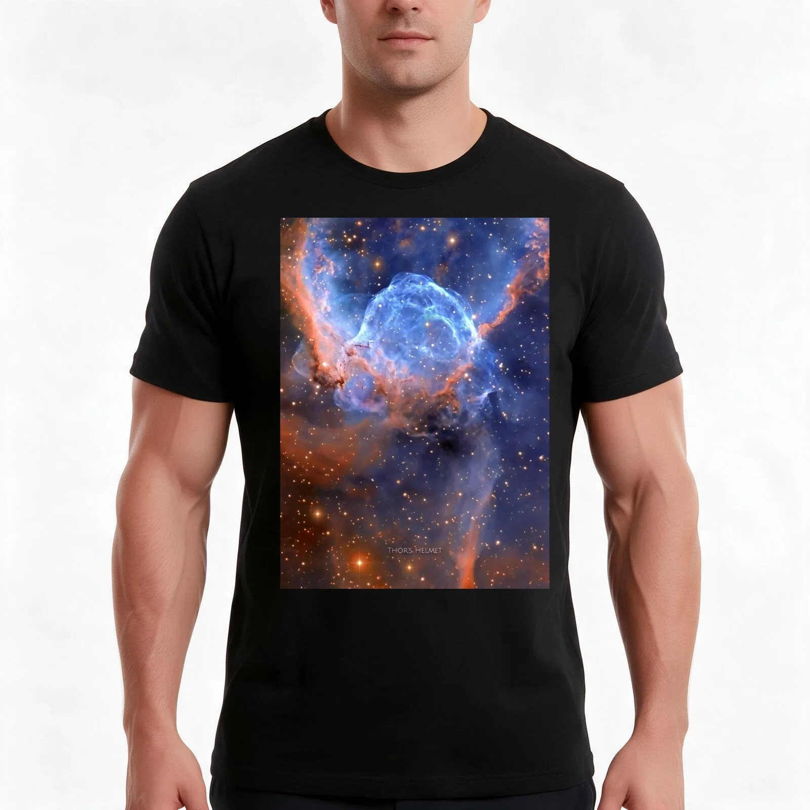 Thor's Helmet Nebula HD! T-Shirt, Summer Casual Cotton Tee, Oversized Streetwear Tops, Vintage Graphic Print, Unisex Men Women