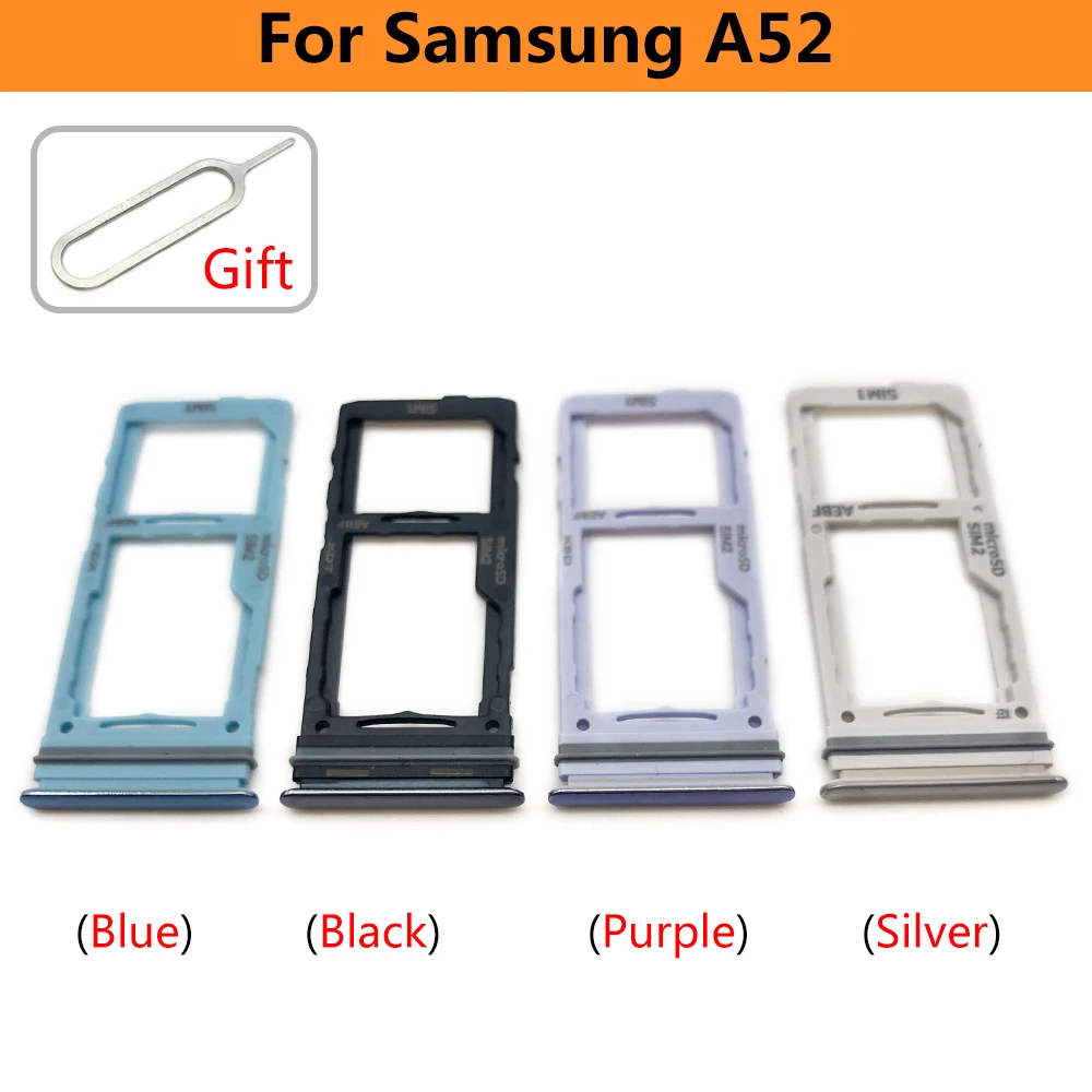 ซิมการ์ดถาดใส่การ์ด SD สำหรับ Samsung A52 A72 A32 Sim ชิปช่องใส่อะแดปเตอร์ลิ้นชัก Part