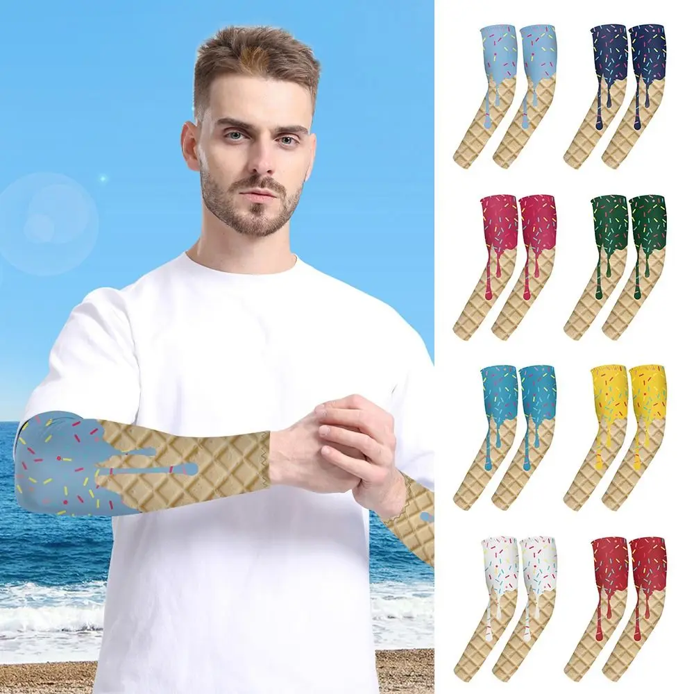 NEW Ice Cream Arm Sleeves Cooling Moisture Wicking Sun Protection Sleeves UV Protection Protective Sleeves Cycling