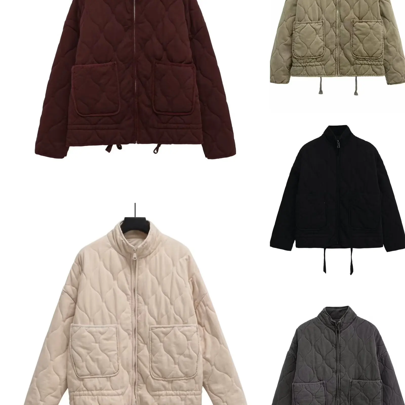 

Женская повседневная куртка WMXZ из чистого хлопка, однотонная, с длинными рукавами, на молнии, с воротником-стойкой, новая осенняя коллекция